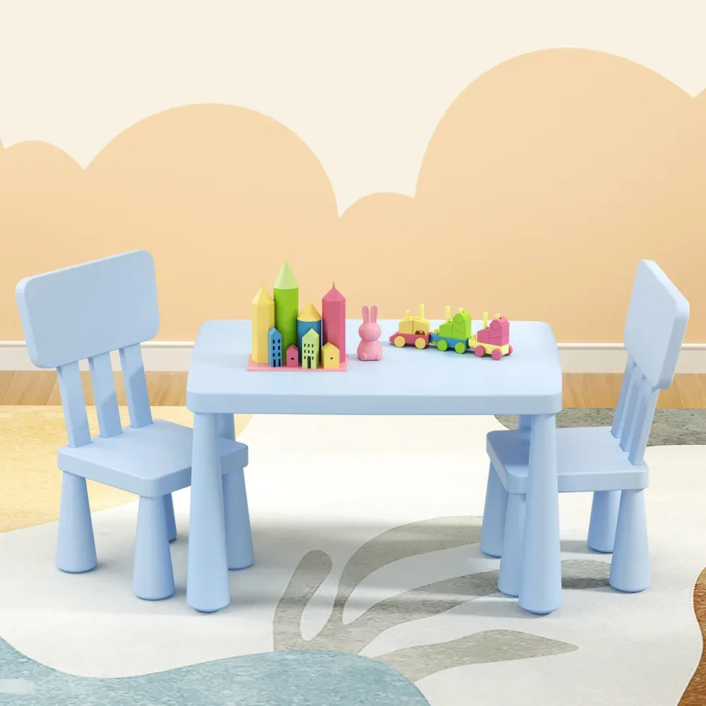 1 Keezi Kids Table and 2 Chairs Set Blue - Mekamart Australia