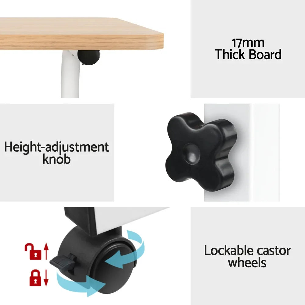 Artiss Laptop Desk Table Adjustable 60CM Light Wood - Mekamart Australia