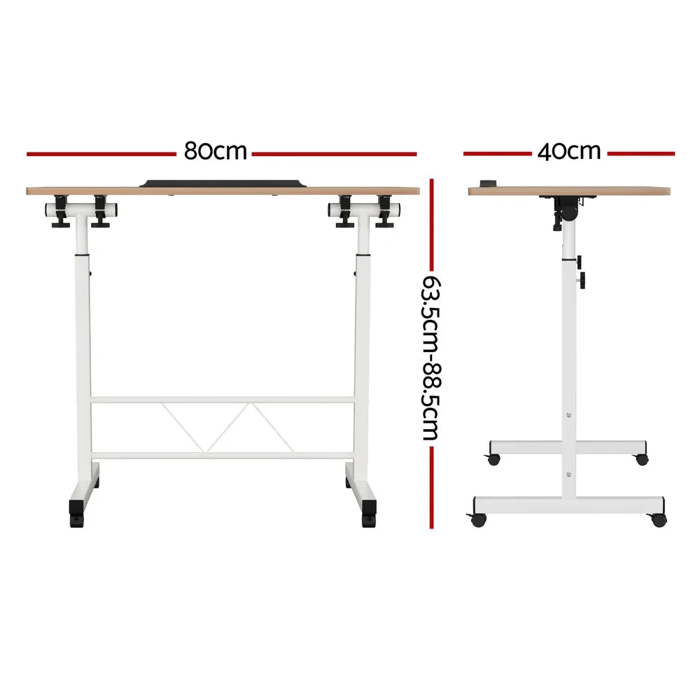 Artiss Laptop Desk Table Adjustable 80CM Light Wood - Mekamart Australia