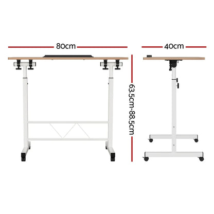 Artiss Laptop Desk Table Adjustable 80CM Light Wood - Mekamart Australia