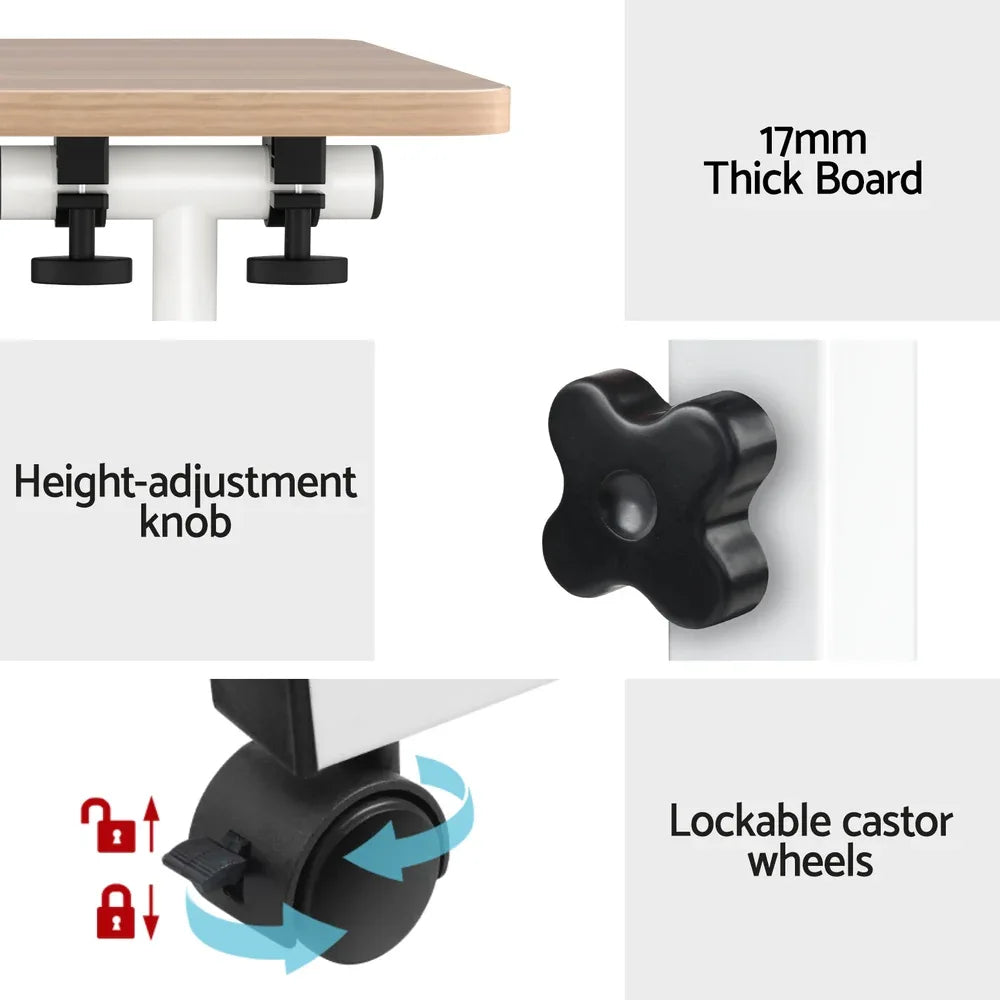 Artiss Laptop Desk Table Adjustable 80CM Light Wood - Mekamart Australia