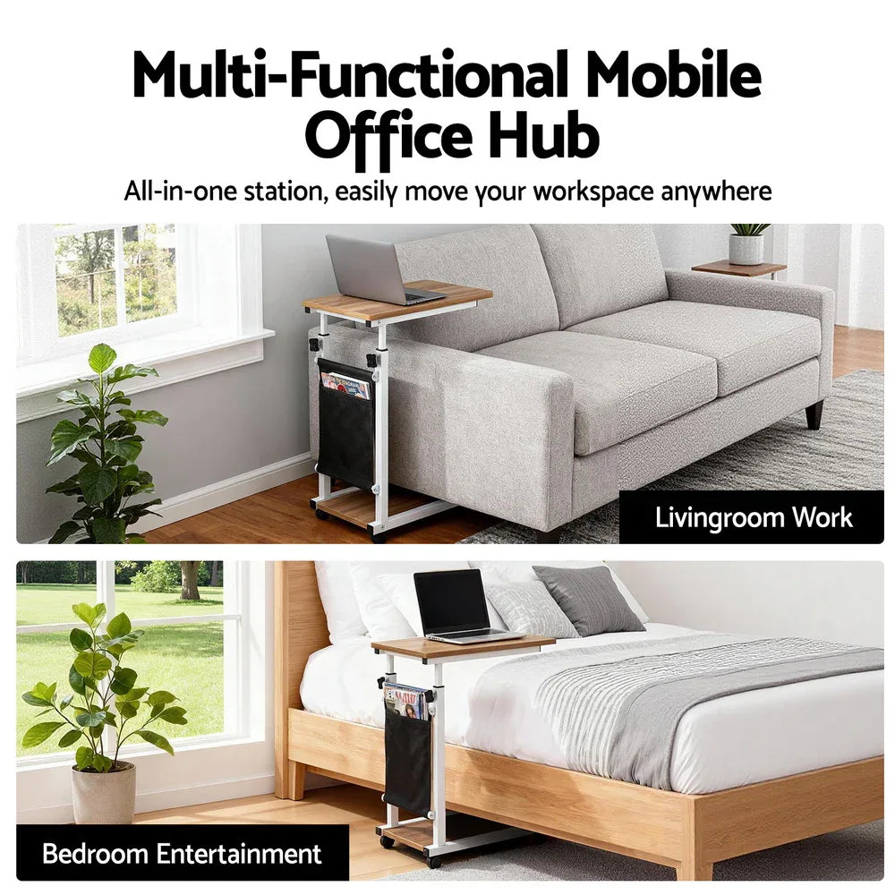 Artiss Laptop Desk Height Adjustable Mobile Workstation Computer Desks 48CM Oak - Mekamart Australia
