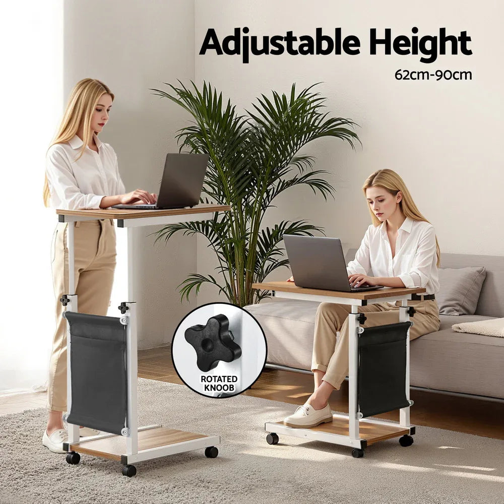 Artiss Laptop Desk Height Adjustable Mobile Workstation Computer Desks 48CM Oak - Mekamart Australia