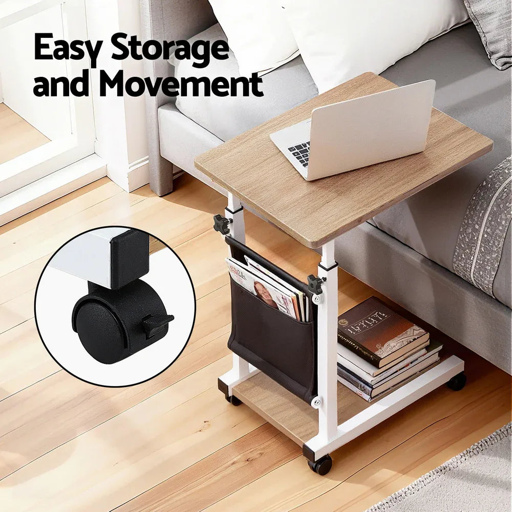 Artiss Laptop Desk Height Adjustable Mobile Workstation Computer Desks 48CM Oak - Mekamart Australia