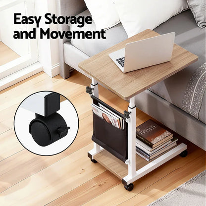 Artiss Laptop Desk Height Adjustable Mobile Workstation Computer Desks 48CM Oak - Mekamart Australia