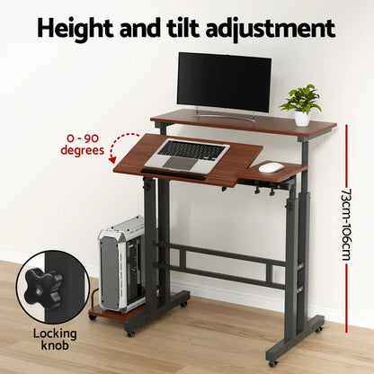 Artiss Laptop Desk Table Adjustable Dark Wood 80CM - Mekamart Australia
