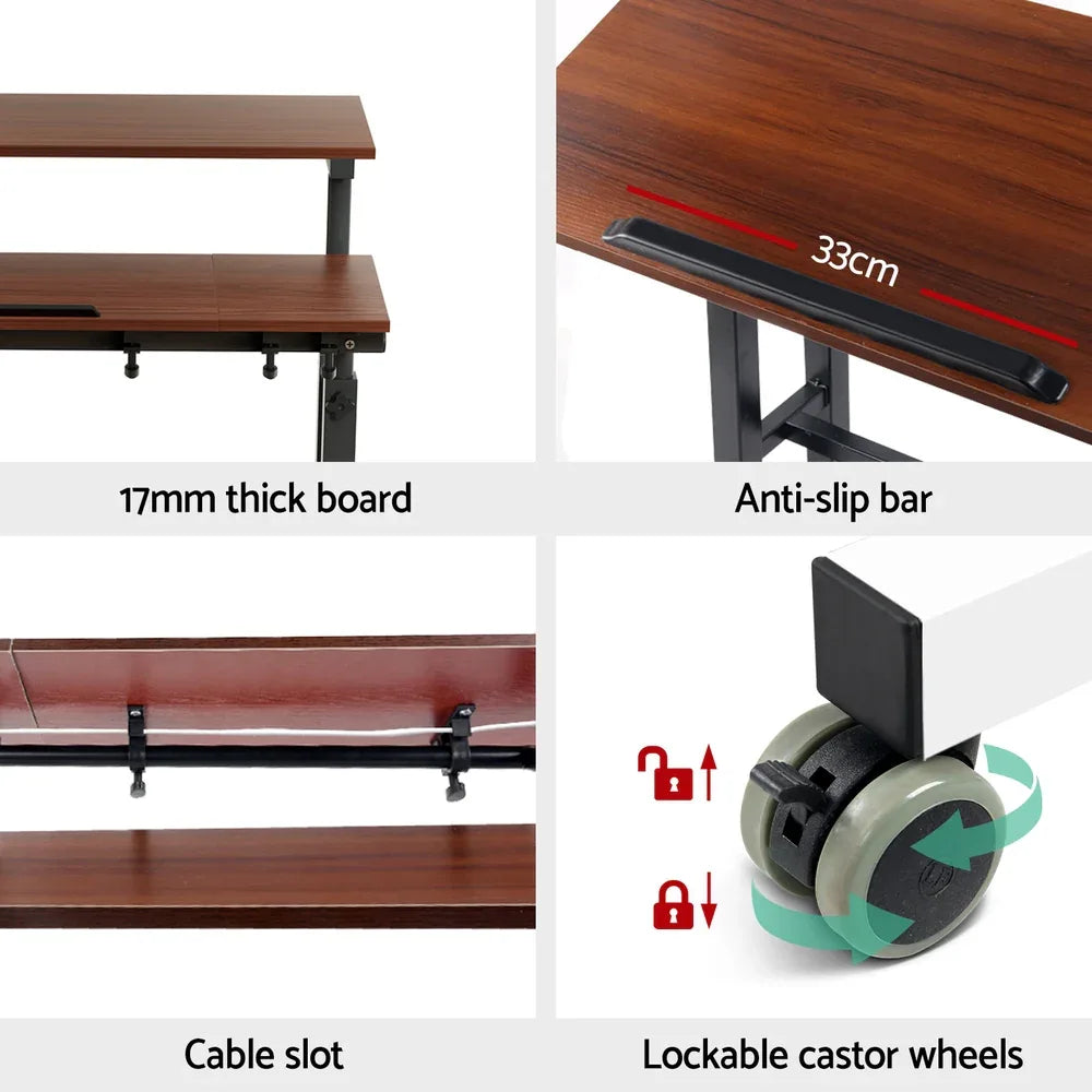 Artiss Laptop Desk Table Adjustable Dark Wood 80CM - Mekamart Australia