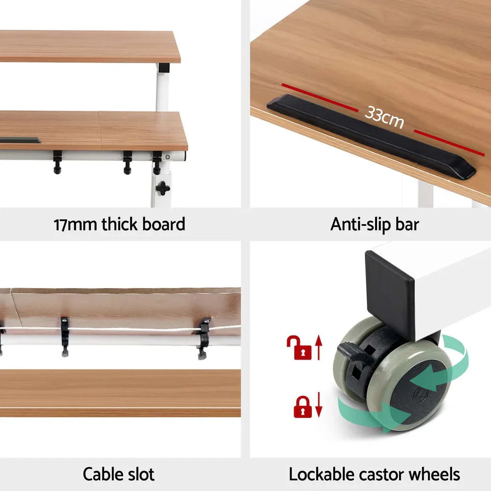 Artiss Laptop Desk Table Adjustable Light Wood 80CM - Mekamart Australia
