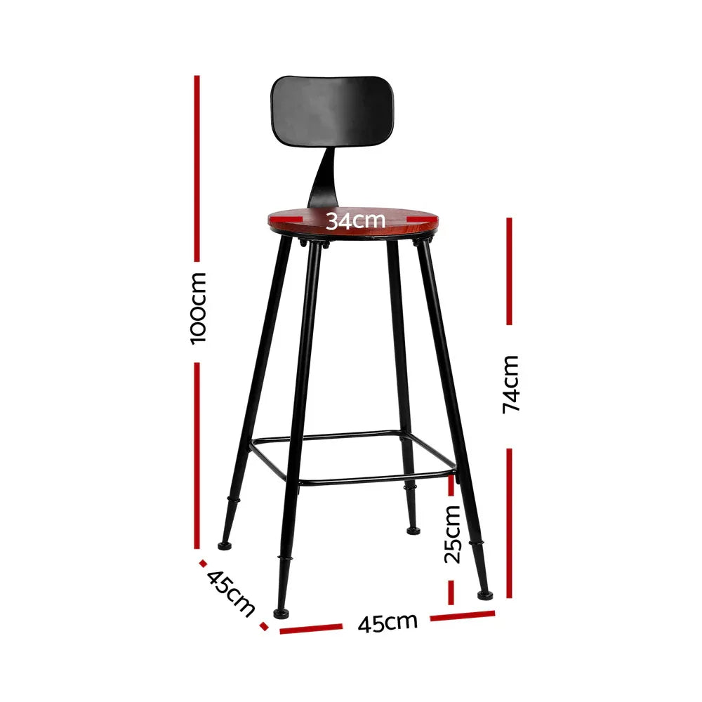 Artiss 2x Bar Stools Vintage Metal Chairs - Mekamart Australia