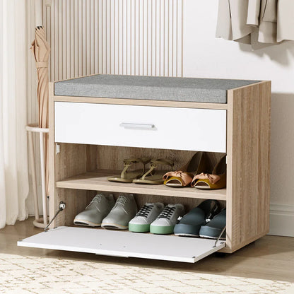 Artiss Shoe Rack Cabinet Bench 8 Pairs White Niva - Mekamart Australia