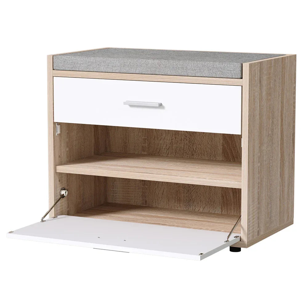 Artiss Shoe Rack Cabinet Bench 8 Pairs White Niva - Mekamart Australia