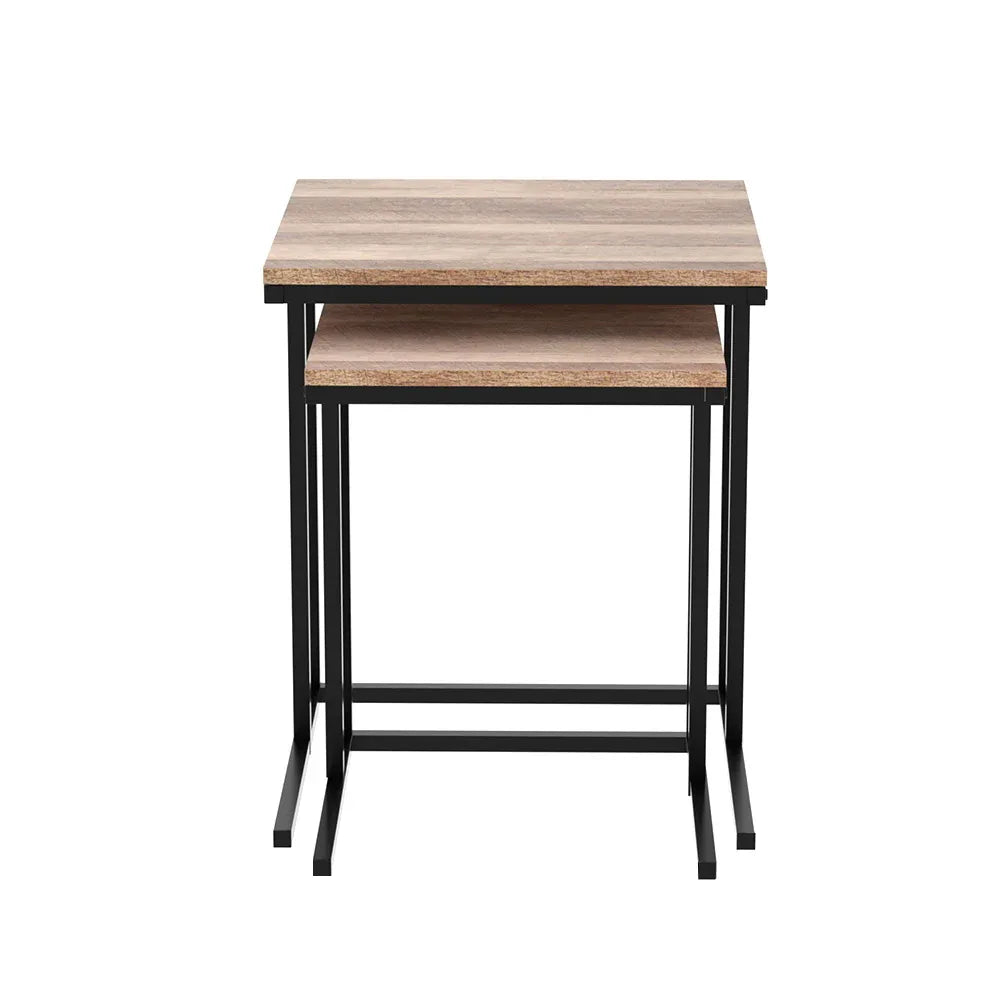 Artiss Nesting Coffee Table Sef of 2 Walnut Brok - Mekamart Australia