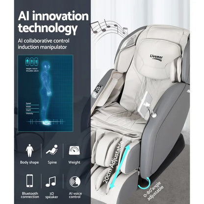 Livemor 4D Massage Chair Electric Recliner Home Massager Gary - Mekamart Australia