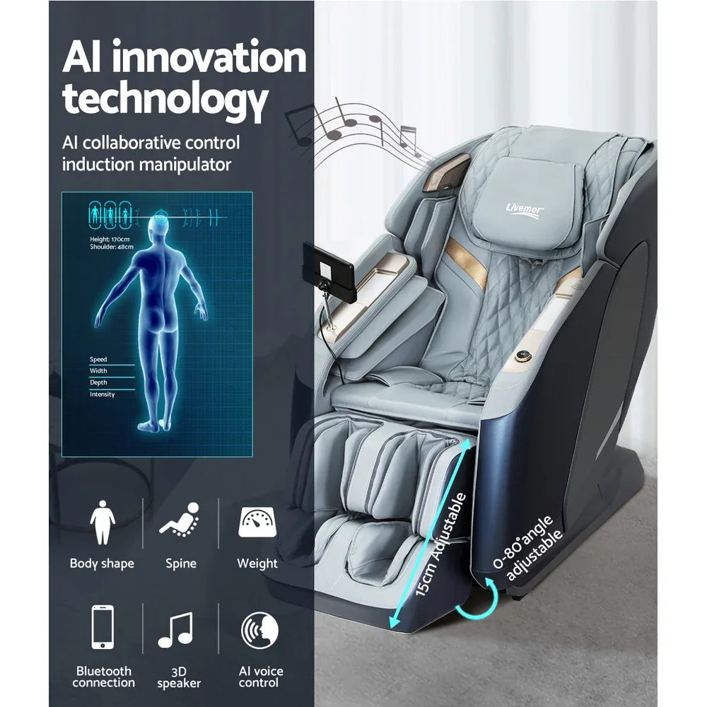 Livemor 4D Massage Chair Electric Recliner Double Core Mechanism Massager Melisa - Mekamart Australia