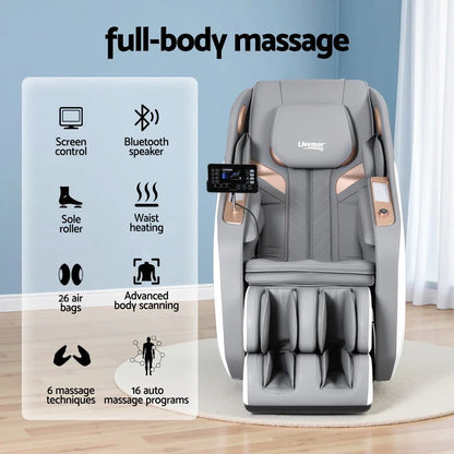 Livemor 4D Massage Chair Electric Recliner Double Core Mechanism Massager ROWA White - Mekamart Australia