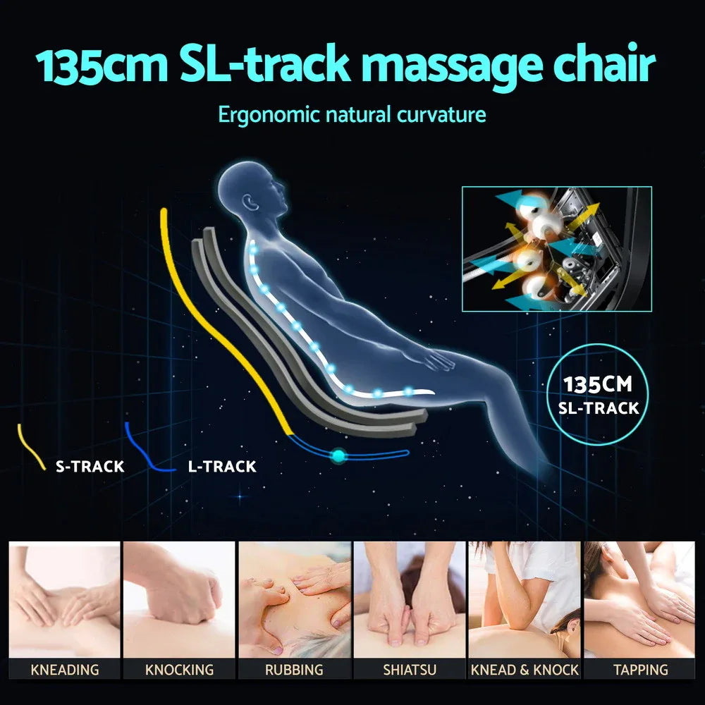 Livemor 4D Massage Chair Electric Recliner Double Core Mechanism Massager ROWA White - Mekamart Australia