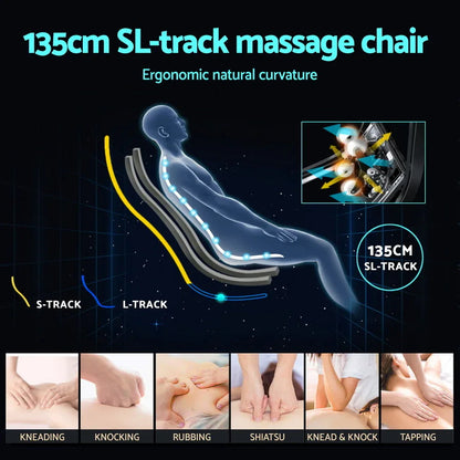 Livemor 4D Massage Chair Electric Recliner Double Core Mechanism Massager ROWA White - Mekamart Australia