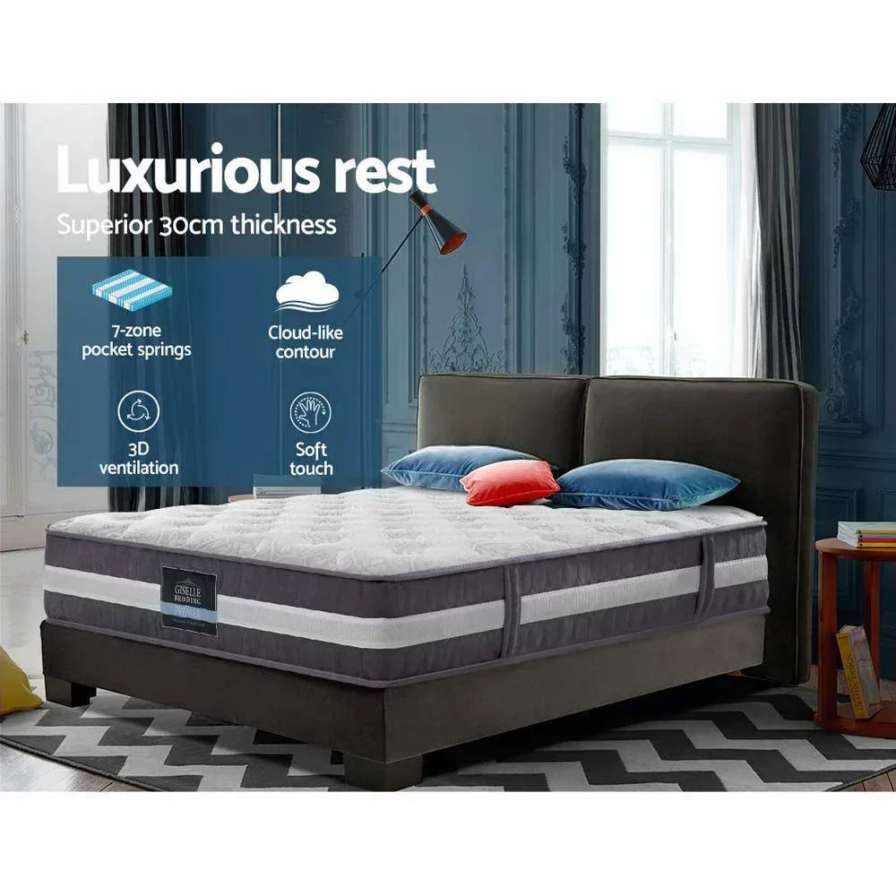 Giselle Bedding 30cm Mattress Pocket Spring King Single - Mekamart Australia