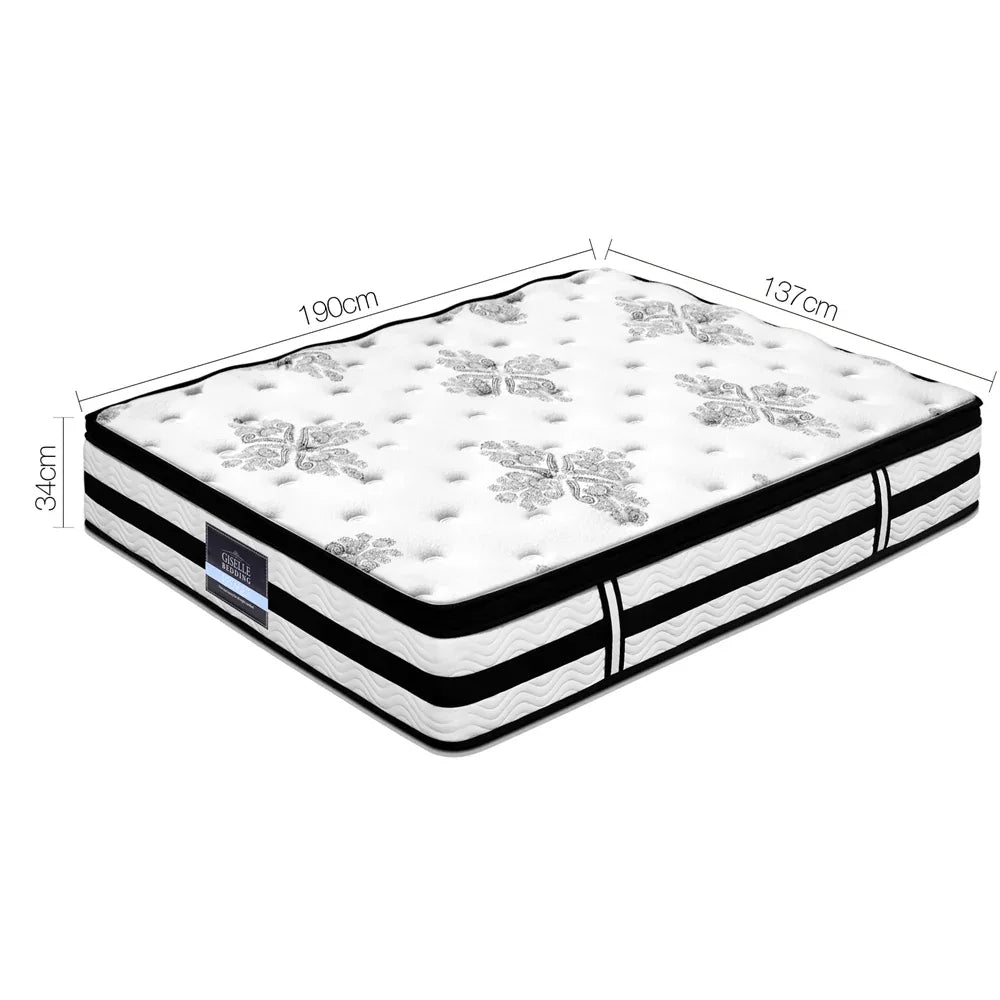 Giselle Bedding 34cm Mattress Euro Top Pocket Spring Double - Mekamart Australia