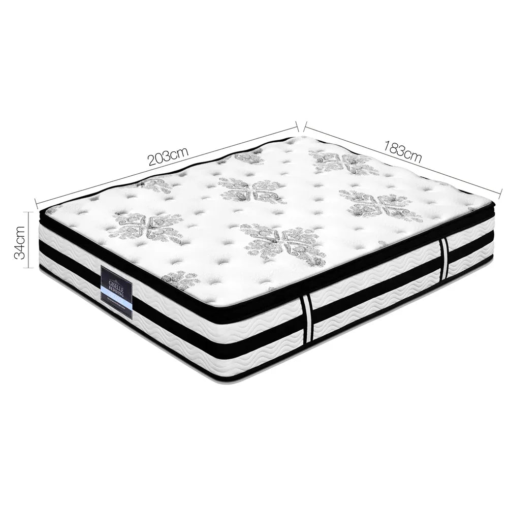 Giselle Bedding 34cm Mattress Euro Top Pocket Spring King - Mekamart Australia