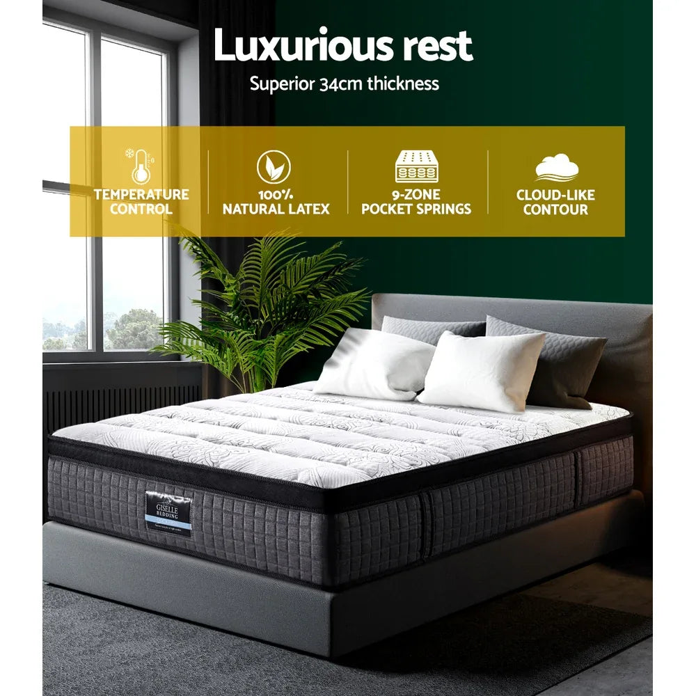 Giselle Bedding 34cm Mattress 9 Zone Latex Foam King Single - Mekamart Australia