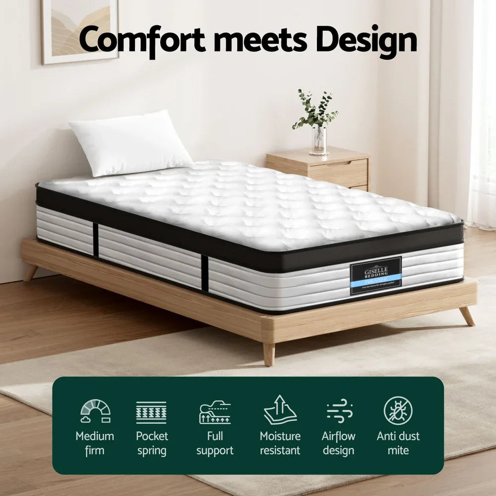 Giselle Bedding 31cm Mattress Euro Top King Single - Mekamart Australia