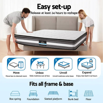 Giselle Bedding 30cm Mattress Gel Foam Pocket Spring Double - Mekamart Australia