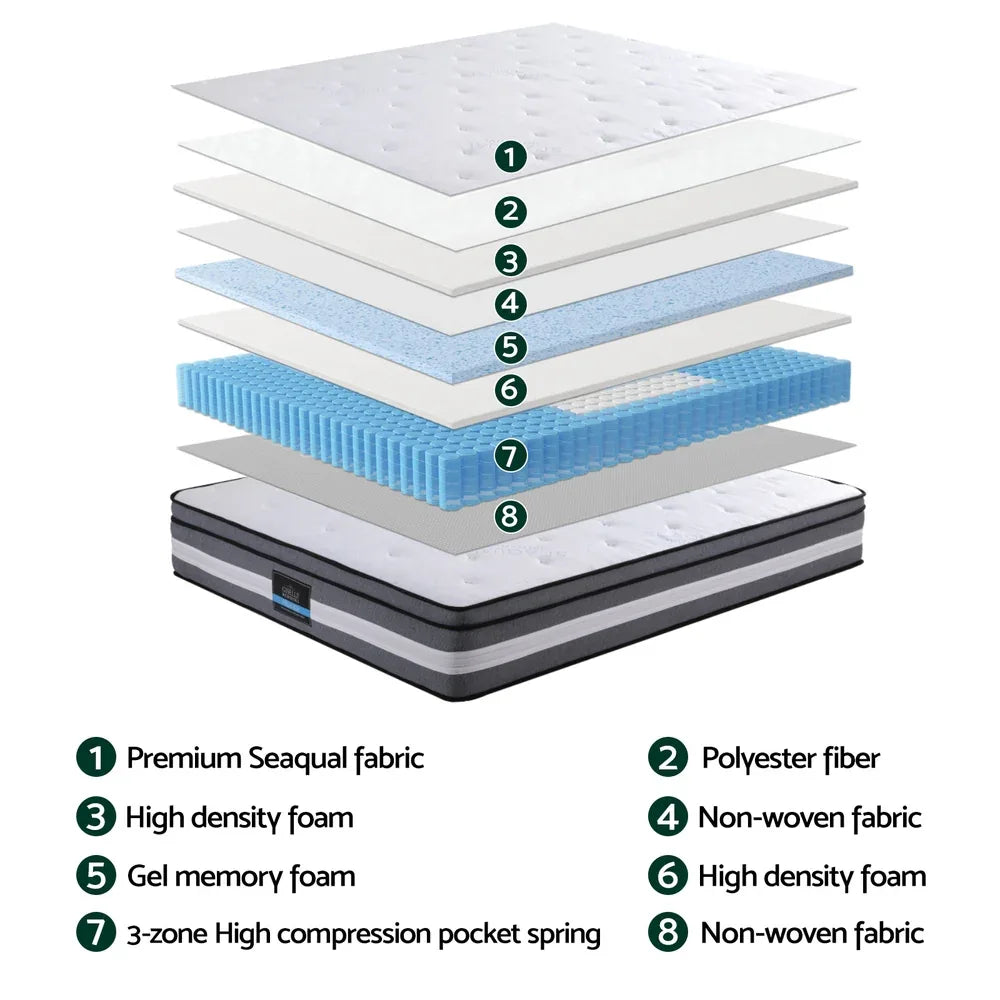 Giselle Bedding 30cm Mattress Gel Foam Pocket Spring King Single - Mekamart Australia
