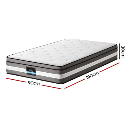 Giselle Bedding 30cm Mattress Gel Foam Pocket Spring Single - Mekamart Australia