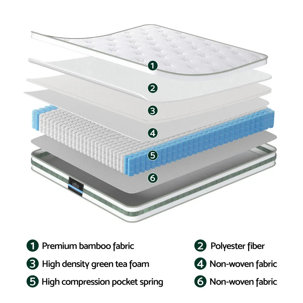 20cm Giselle Mattress King Single Green Tea Mattresses - Mekamart Australia