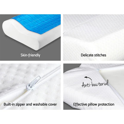 Giselle Bedding Contour Pillow Cool Gel Twin Pack - Mekamart Australia