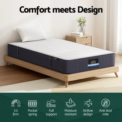 20cm Giselle Mattress King Single Bed Pocket Spring Mattresses - Mekamart Australia