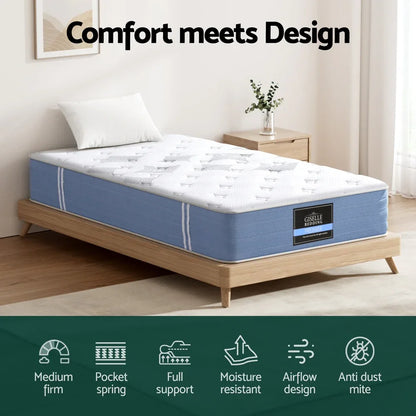 25cm Giselle Mattress King Single Bed Pocket Spring Mattresses - Mekamart Australia