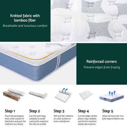 25cm Giselle Mattress Queen Bed Pocket Spring Mattresses - Mekamart Australia