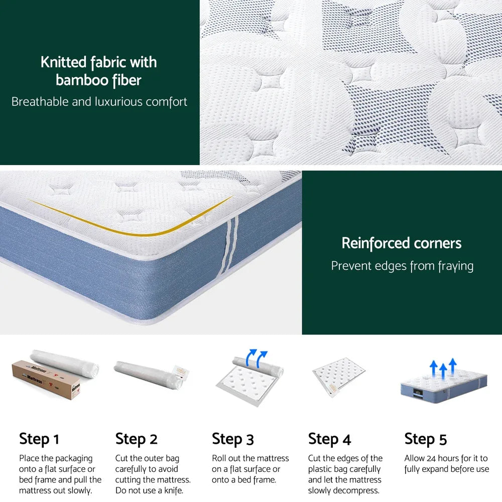 25cm Giselle Mattress Single Bed Pocket Spring Mattresses - Mekamart Australia