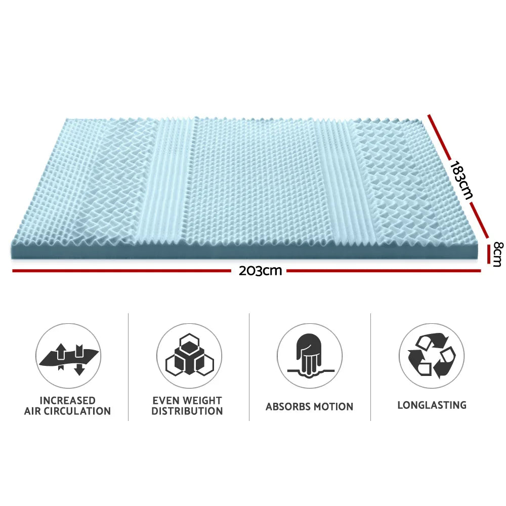Giselle Bedding Memory Foam Mattress Topper 7-Zone 8cm King - Mekamart Australia