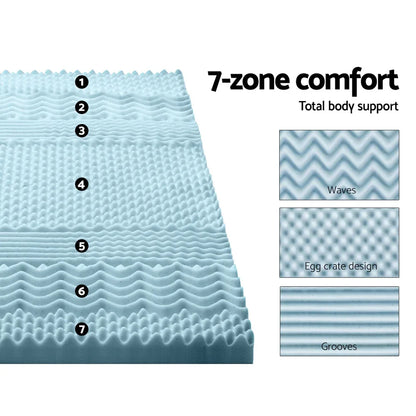Giselle Bedding Memory Foam Mattress Topper 7-Zone 8cm Single - Mekamart Australia