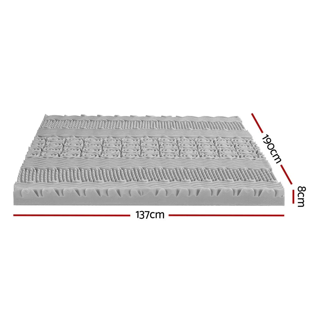 Giselle Bedding 8cm Memory Foam Mattress Topper 7-Zone Graphite Double - Mekamart Australia