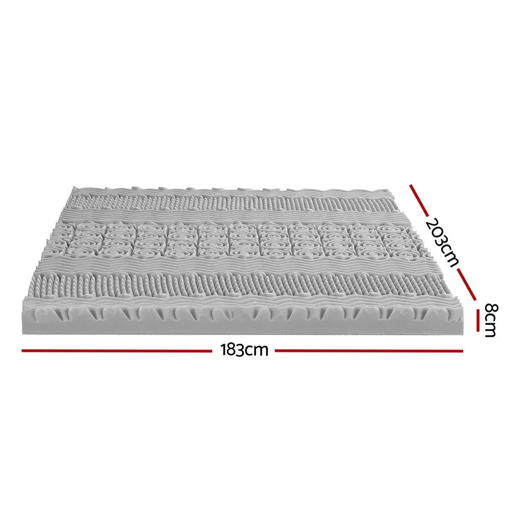 Giselle Bedding 8cm Memory Foam Mattress Topper 7-Zone Graphite King - Mekamart Australia