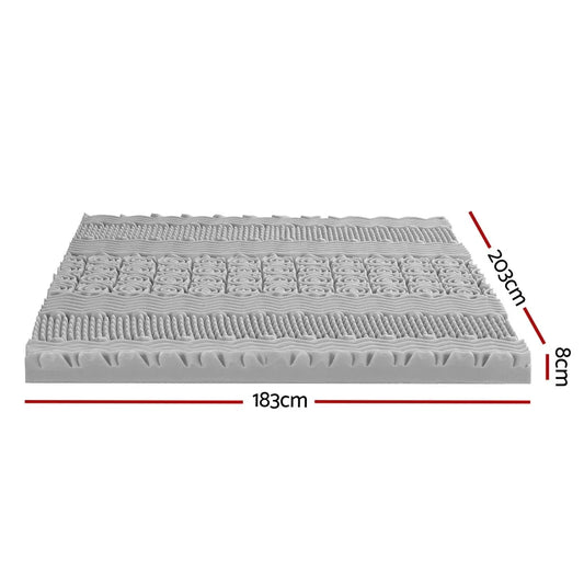 Giselle Bedding 8cm Memory Foam Mattress Topper 7-Zone Graphite King - Mekamart Australia