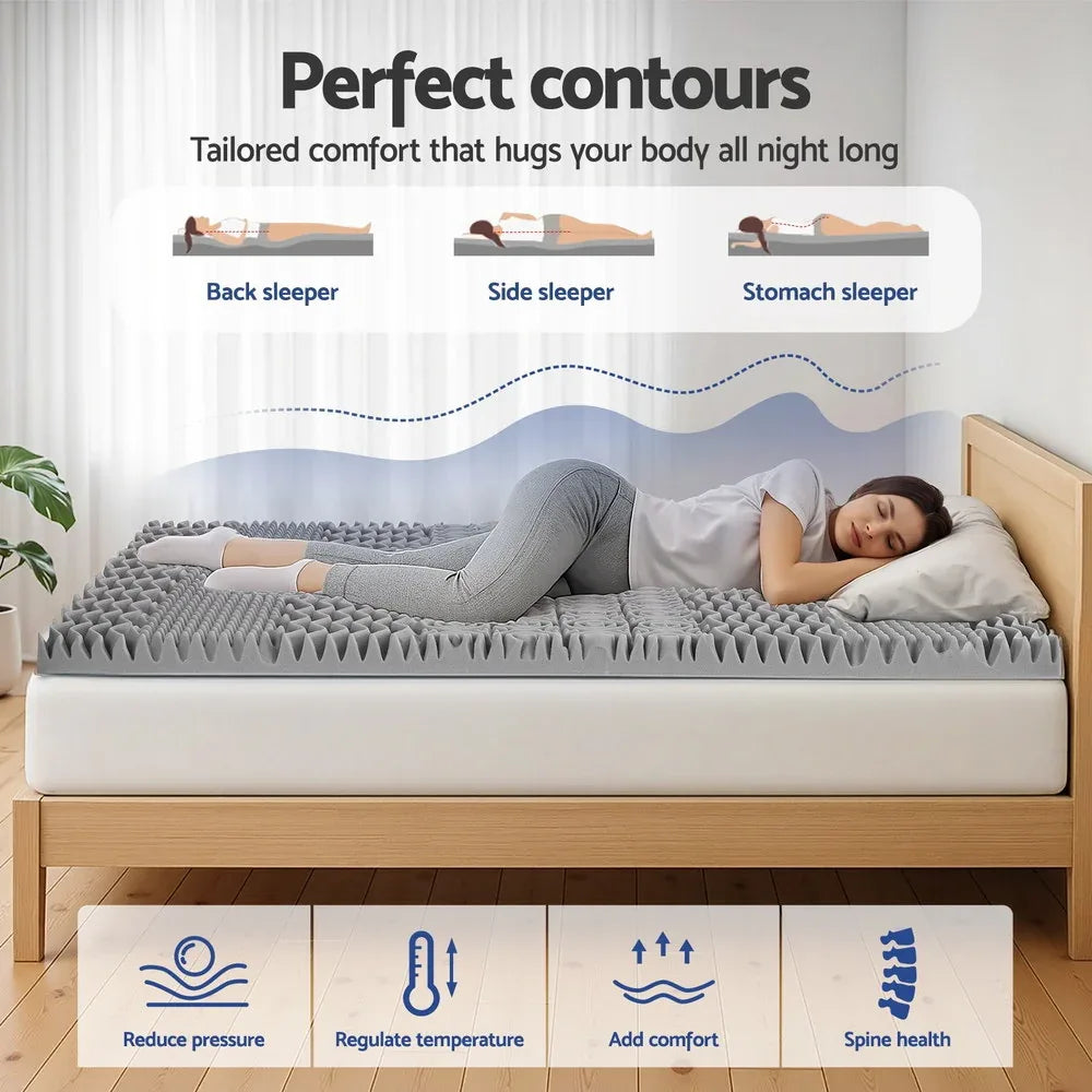 Giselle Bedding 8cm Memory Foam Mattress Topper 7-Zone Graphite Queen - Mekamart Australia