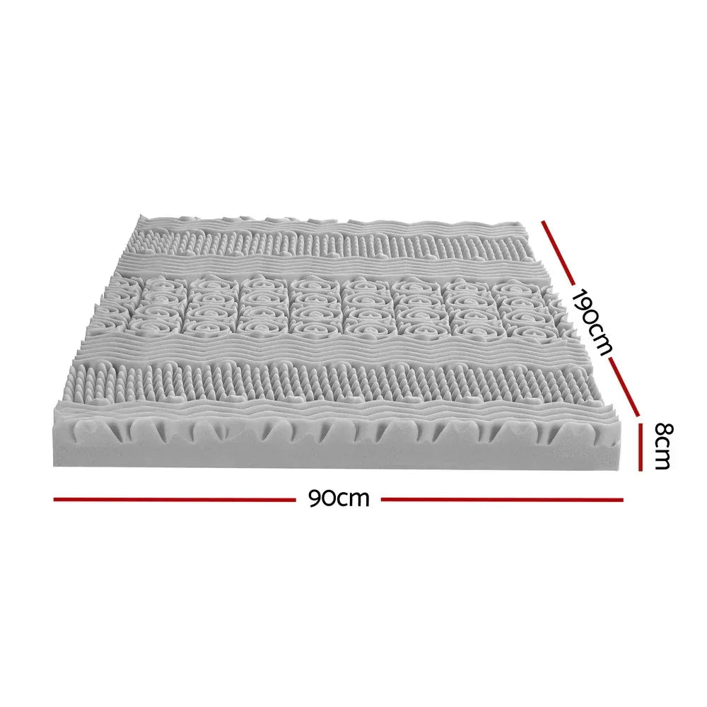 Giselle Bedding 8cm Memory Foam Mattress Topper 7-Zone Graphite Single - Mekamart Australia