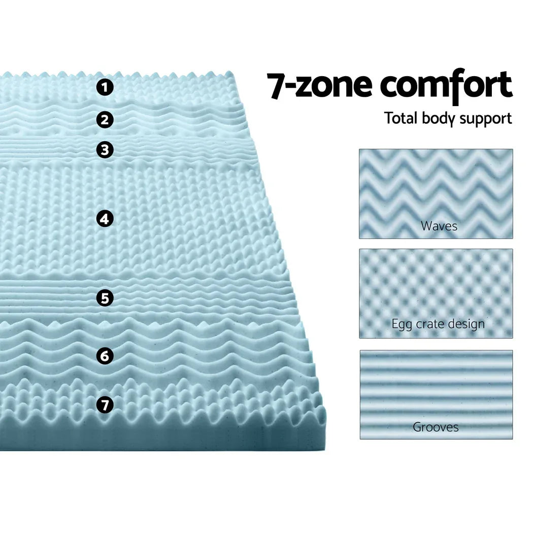Giselle Memory Foam Mattress Topper 7-Zone 8cm King Single - Mekamart Australia
