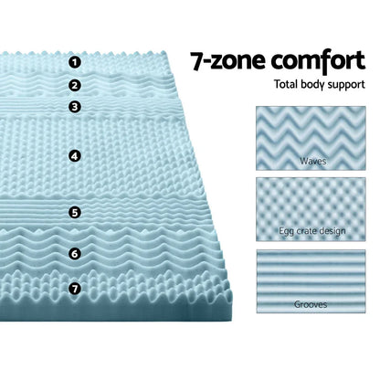 Giselle Memory Foam Mattress Topper 7-Zone 8cm King Single - Mekamart Australia