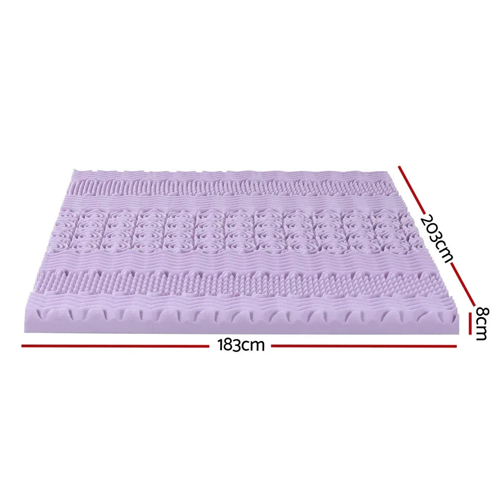 Giselle 8cm Memory Foam Mattress Topper Lavender Infused Bamboo Cover 7-Zone King - Mekamart Australia