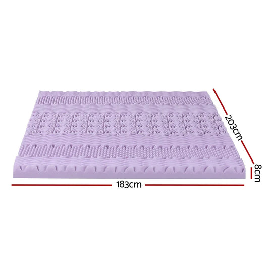 Giselle 8cm Memory Foam Mattress Topper Lavender Infused Bamboo Cover 7-Zone King - Mekamart Australia
