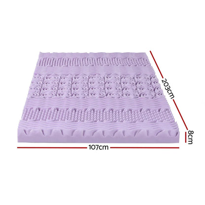 Giselle 8cm Memory Foam Mattress Topper Lavender Infused Bamboo Cover 7-Zone King Single - Mekamart Australia