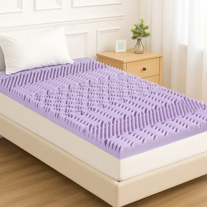 Giselle 8cm Memory Foam Mattress Topper Lavender Infused Bamboo Cover 7-Zone Single - Mekamart Australia