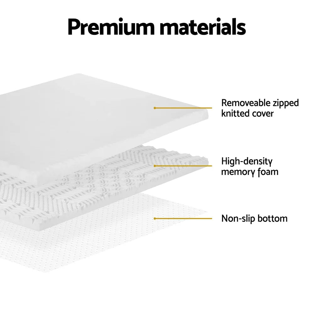 Giselle Bedding Memory Foam Mattress Topper 7-Zone Airflow Pad 8cm Single White - Mekamart Australia