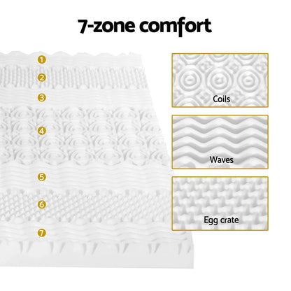 Giselle Bedding Memory Foam Mattress Topper 7-Zone Airflow Pad 8cm Single White - Mekamart Australia